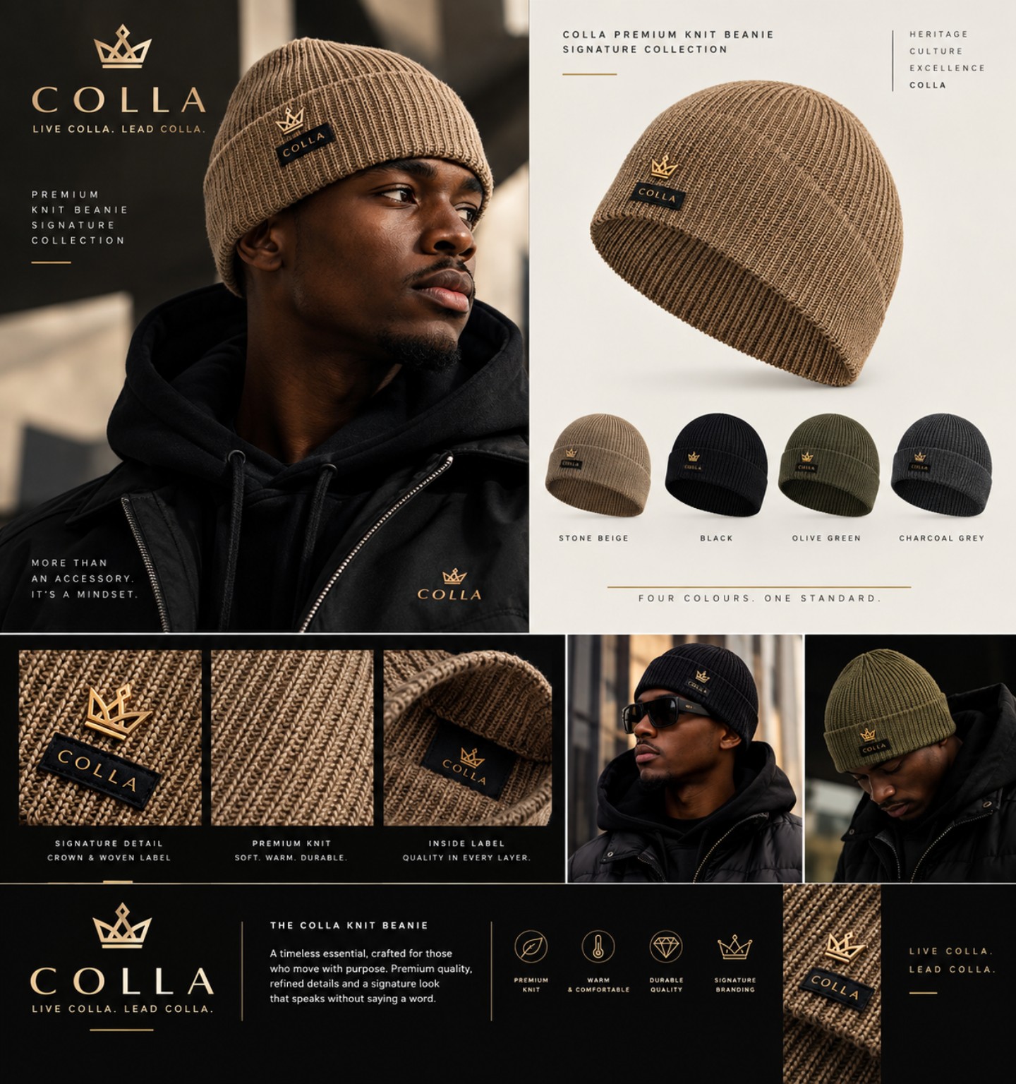 COLLA Signature Knit Beanie editorial board